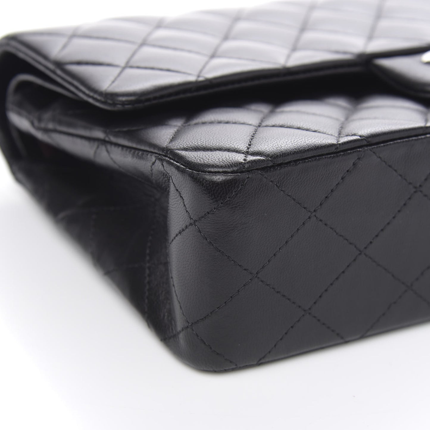Lambskin Quilted Medium Double Flap Black