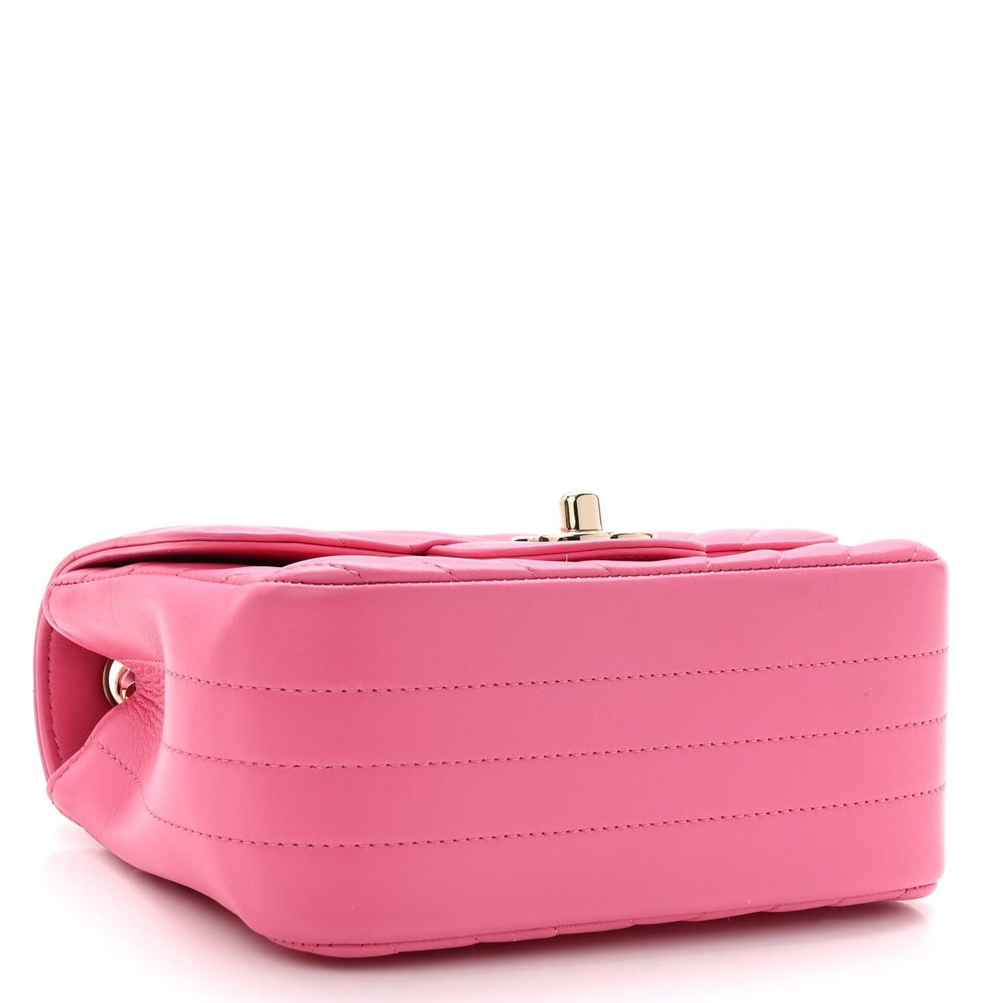 Lambskin Chevron Quilted Mini Square Flap Pink