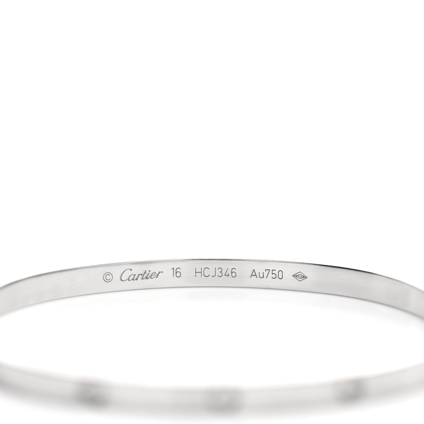 18K White Gold 10 Diamond Small LOVE Bracelet 16