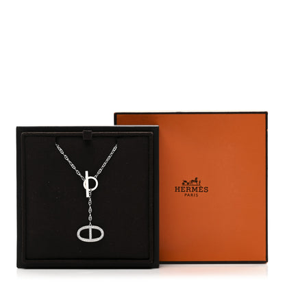 Hermes 18K White Gold Diamond GM Chaine D'Ancre Contour Pendant Necklace ST 7 of 7