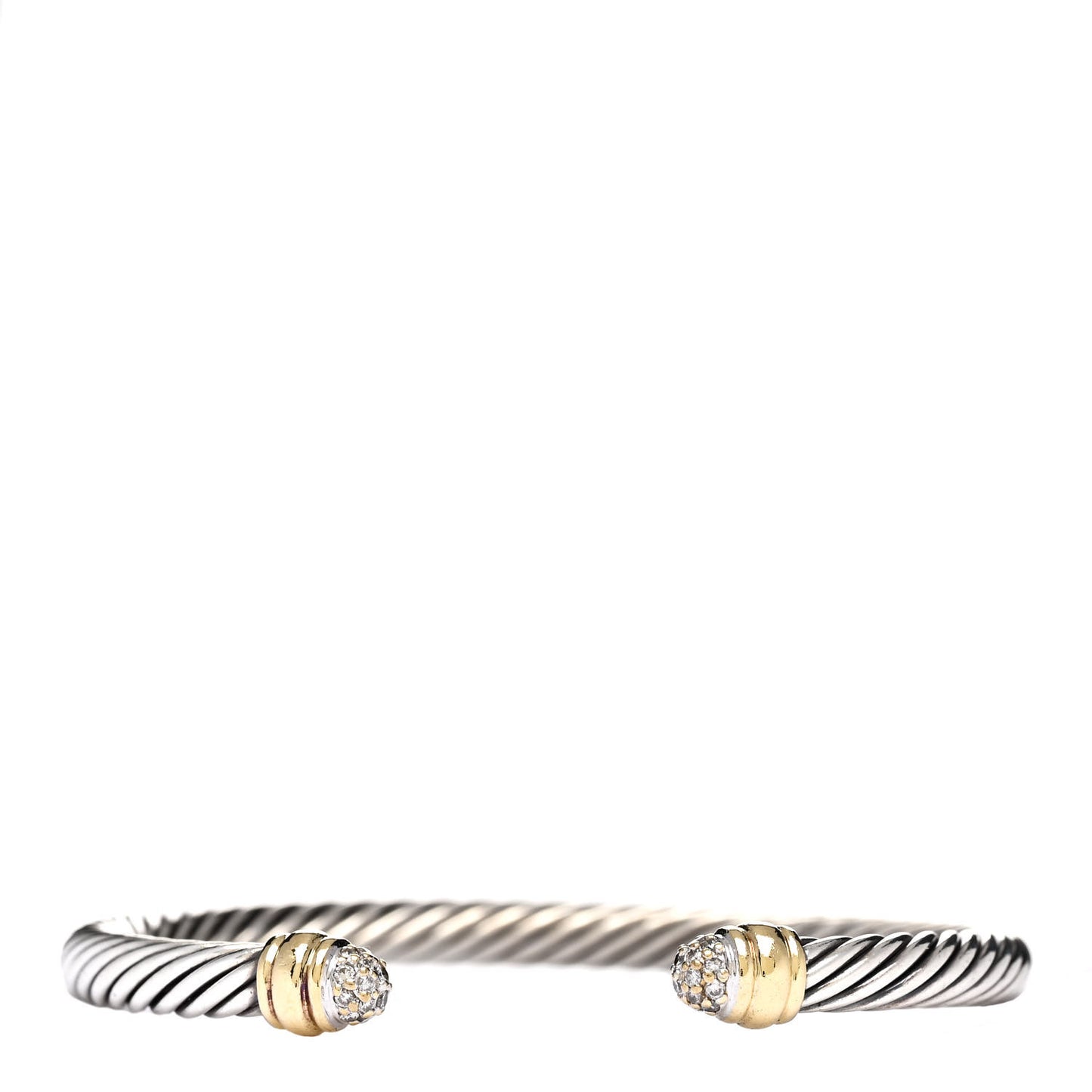 Sterling Silver 18K Yellow Gold Diamond 5mm Cable Classics Dome Bracelet