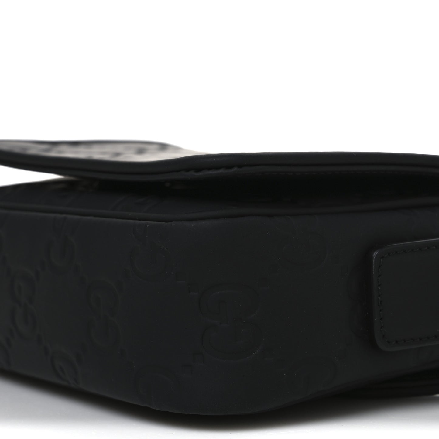 Rubber Effect Calfskin GG Mini Messenger Bag Black