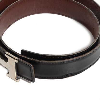 Hermes Box Courchevel Reversible Polished Constance 32mm H Belt 75 Noir Chocolate 6 of 7