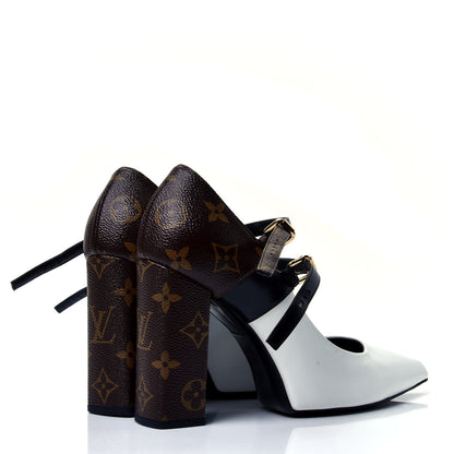 Louis Vuitton Calfskin Monogram Matchmake Strap Pumps 38.5 Black White 3 of 6