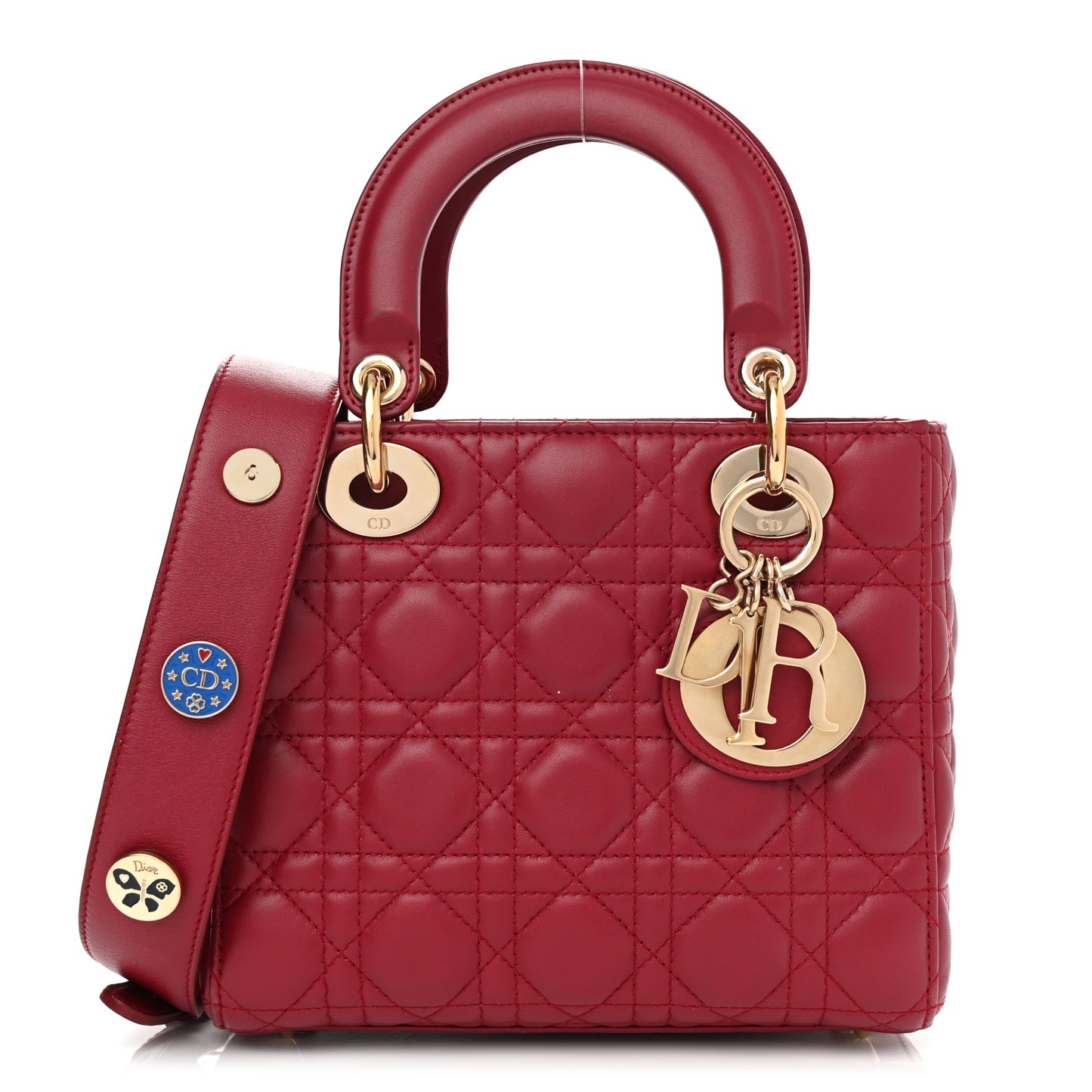 Lambskin Cannage Small Lucky Badges My Lady Dior Red