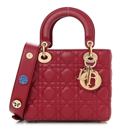 Christian Dior Lambskin Cannage Small Lucky Badges My Lady Dior Red 1 of 10