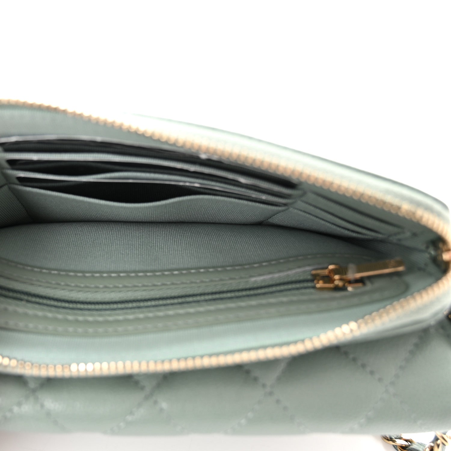 Chanel Caviar Quilted Flap Phone Holder With Chain Light Green 5 of 13