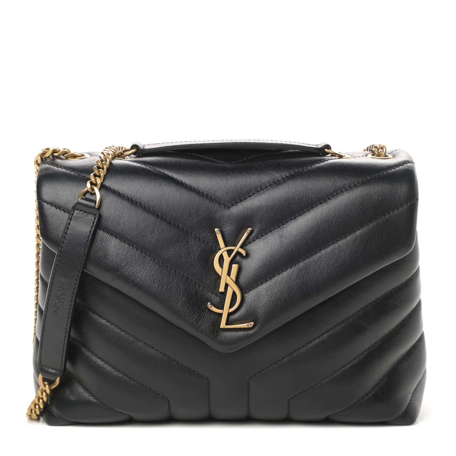 Saint Laurent Calfskin Y Quilted Monogram Small Loulou Chain Satchel Black 1 of 11