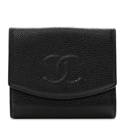 Chanel Caviar Timeless CC Compact French Wallet Black 1 of 9