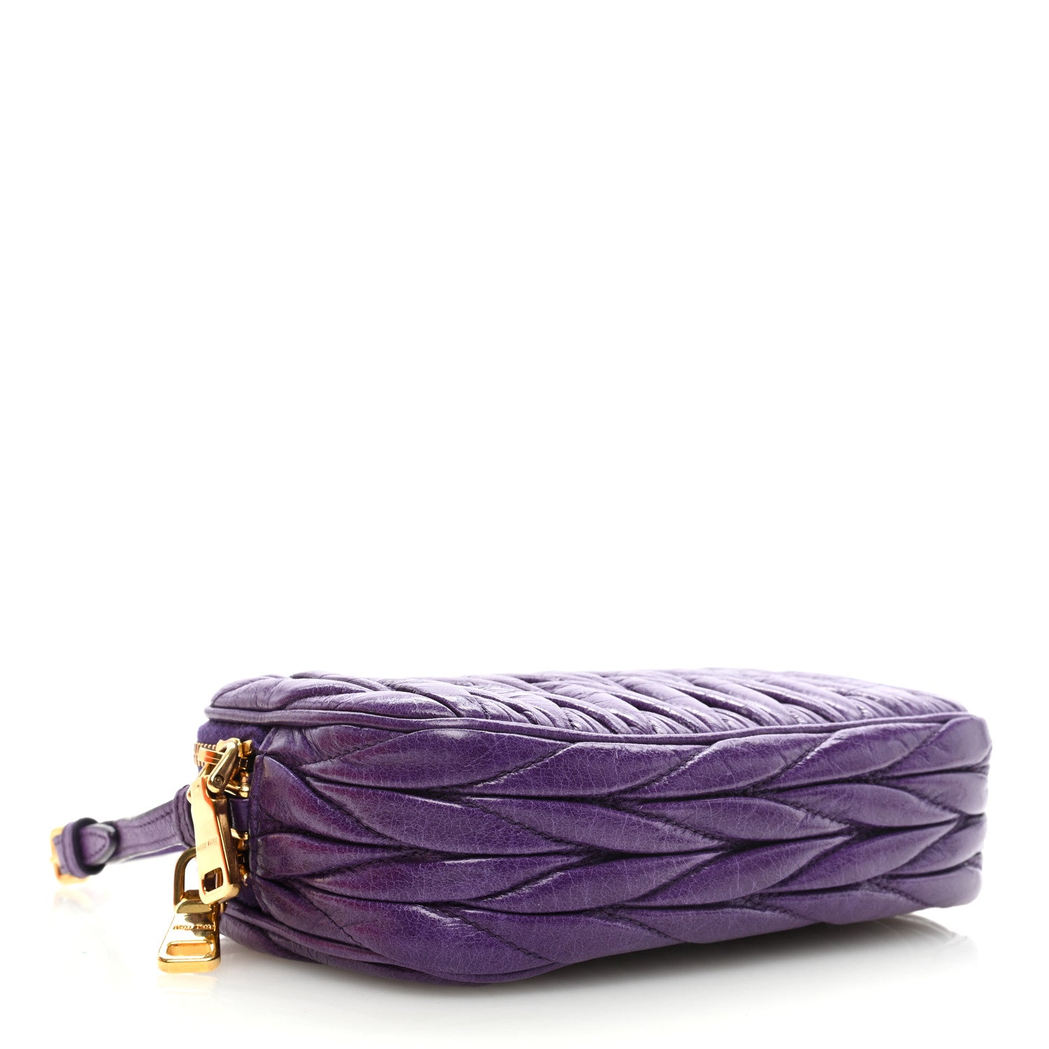 Miu Miu Vitello Lux Matelasse Double Zip Shoulder Bag Viola 4 of 10