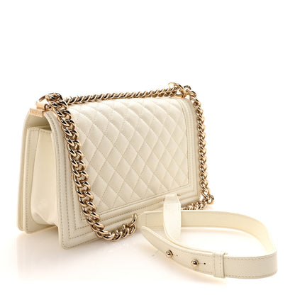 Chanel Caviar Quilted Medium Boy Flap White 3 of 10