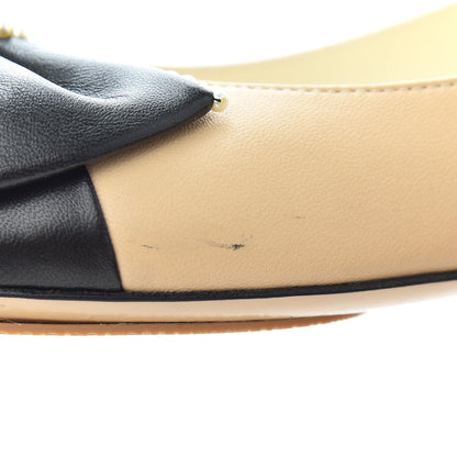 Chanel Lambskin Pearl Bow Ballerina Flats 37 Beige Black 14 of 16