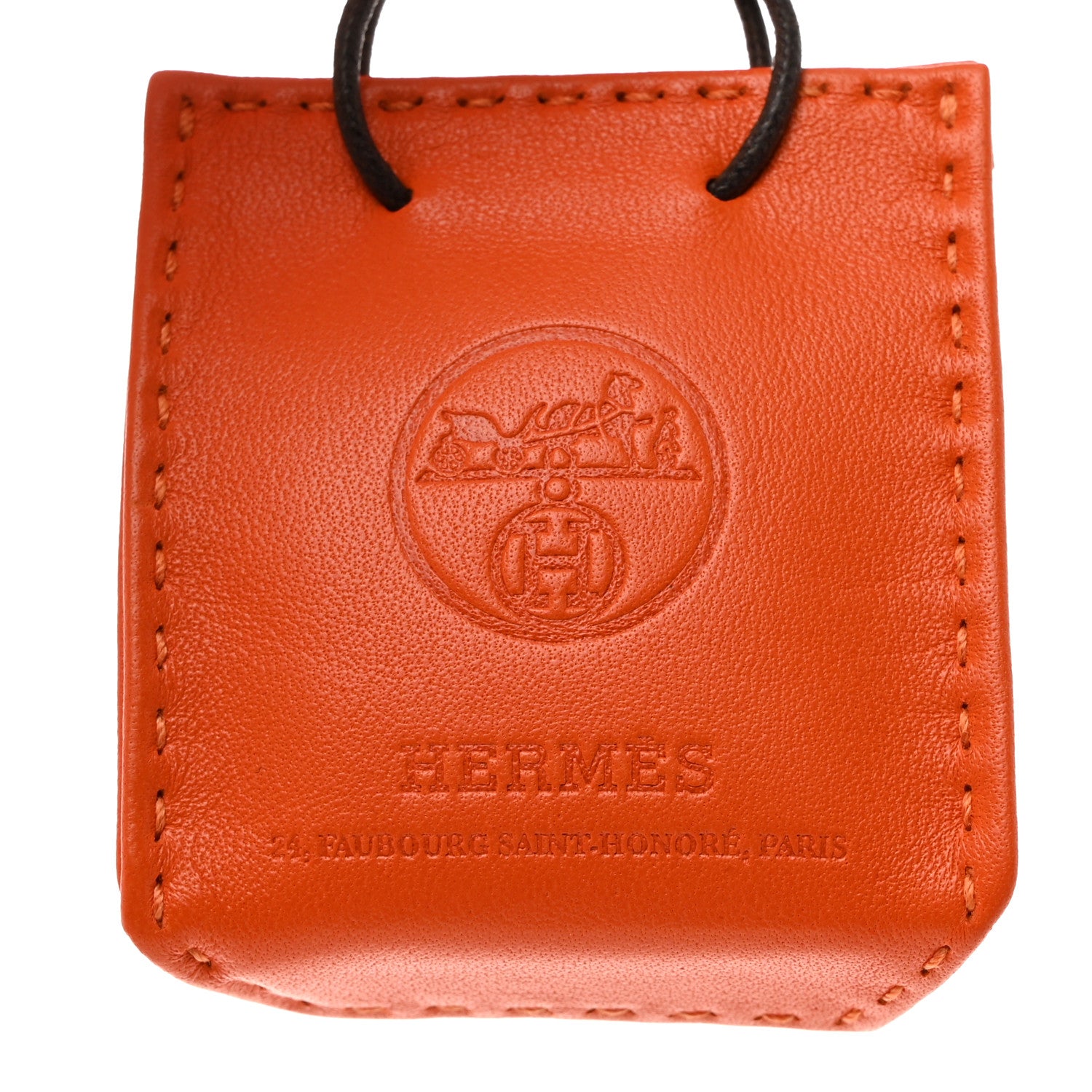 Hermes Milo Lambskin Swift Shopping Bag Charm Feu Gold 3 of 5