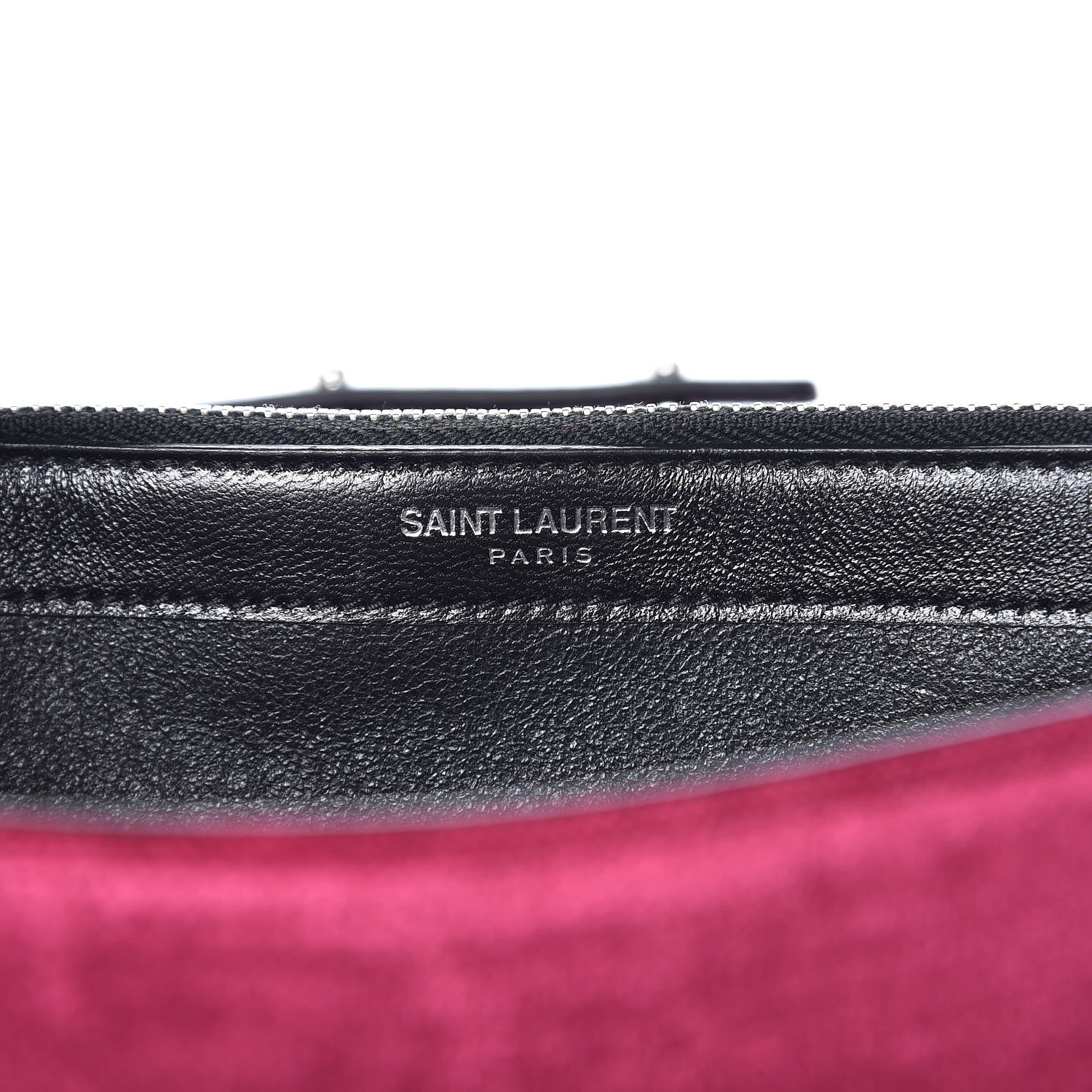 Saint Laurent Textured Velour Monogram Chain Wallet Rose Wine 7 of 8