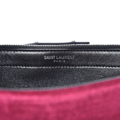 Saint Laurent Textured Velour Monogram Chain Wallet Rose Wine 7 of 8