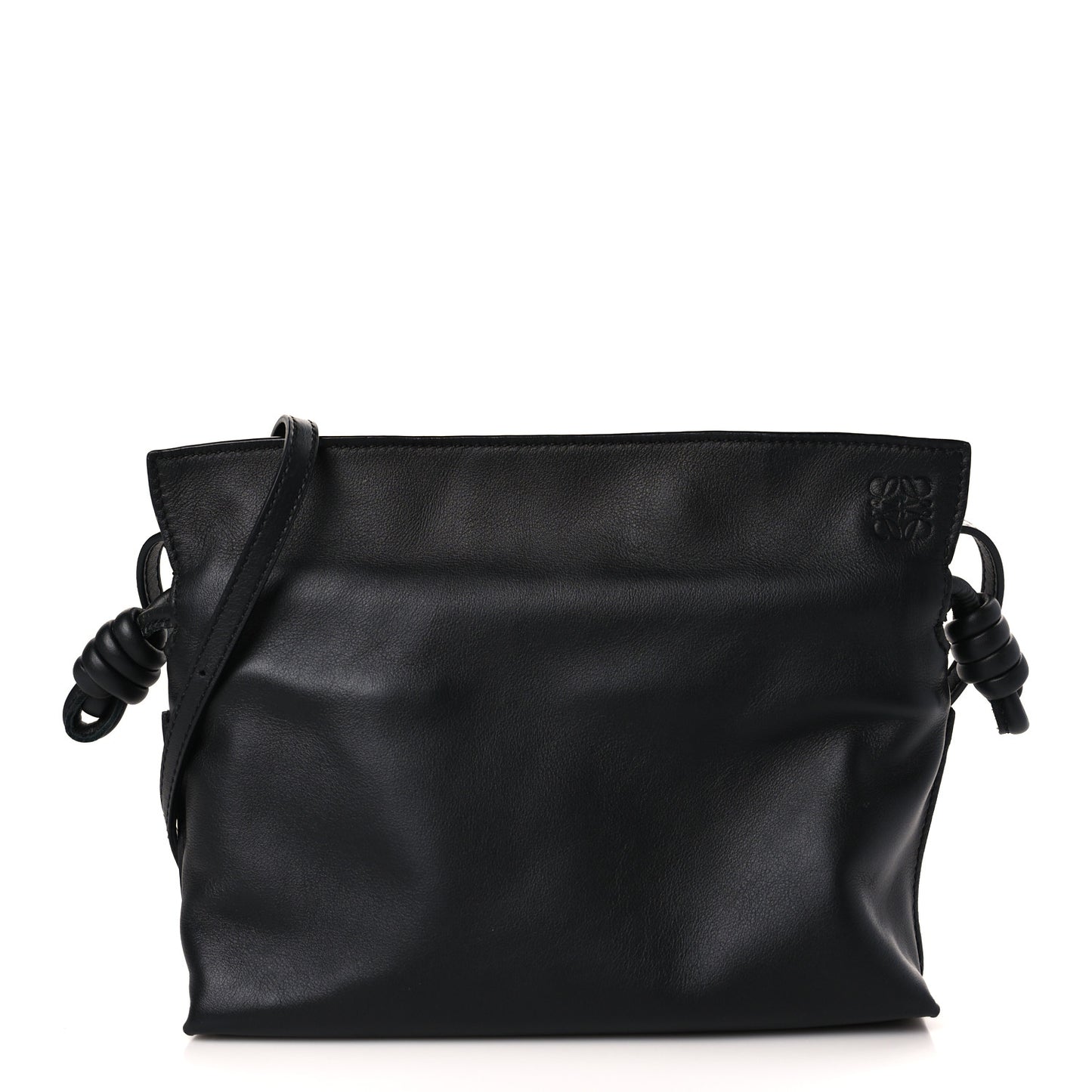 Calfskin Mini Flamenco Knot Clutch Black