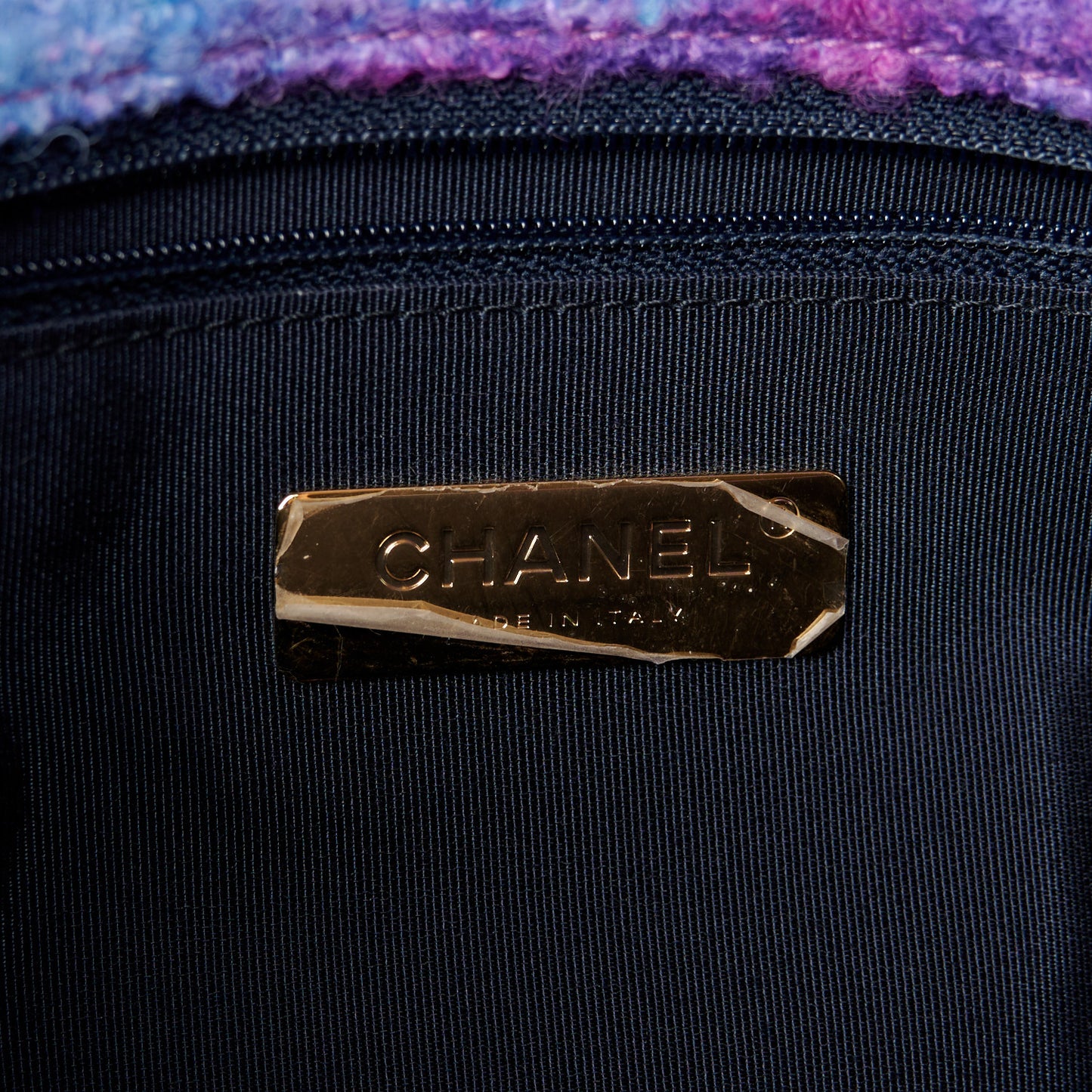 Wool Tweed Quilted Large Chanel 19 Flap Purple Black Blue