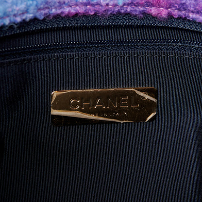 Chanel Wool Tweed Quilted Large Chanel 19 Flap Purple Black Blue 6 of 10