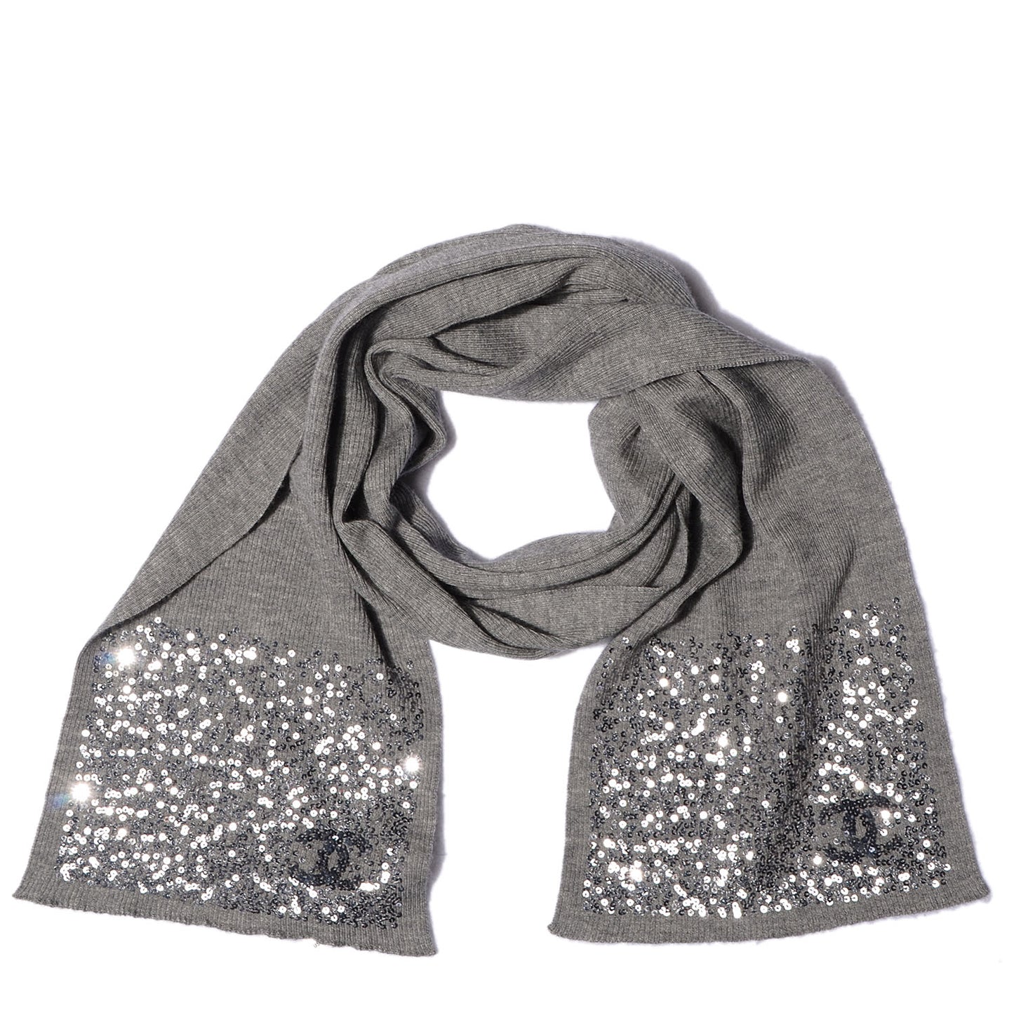 Cashmere Silk Sequin CC Scarf Grey