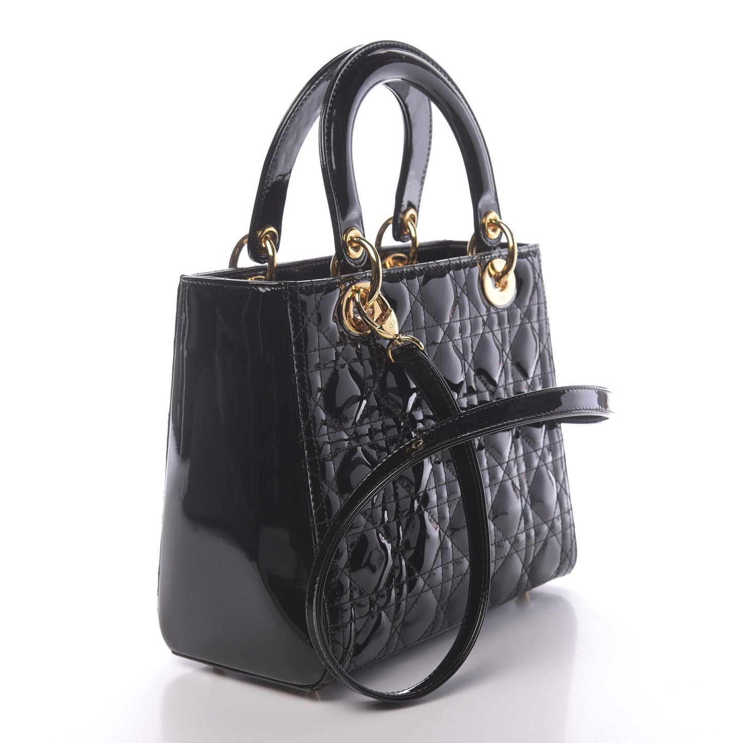 Patent Cannage Medium Lady Dior Black