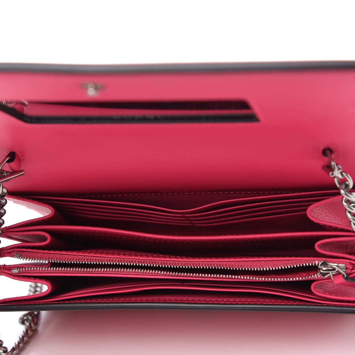 X SEGA Calfskin GUCCY Stars Chain Wallet Violet Fuxia Gold