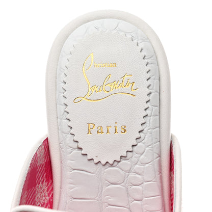 Christian Louboutin Toile Alligator Embossed Navy Coolito Flat 37.5 Rose White 6 of 7