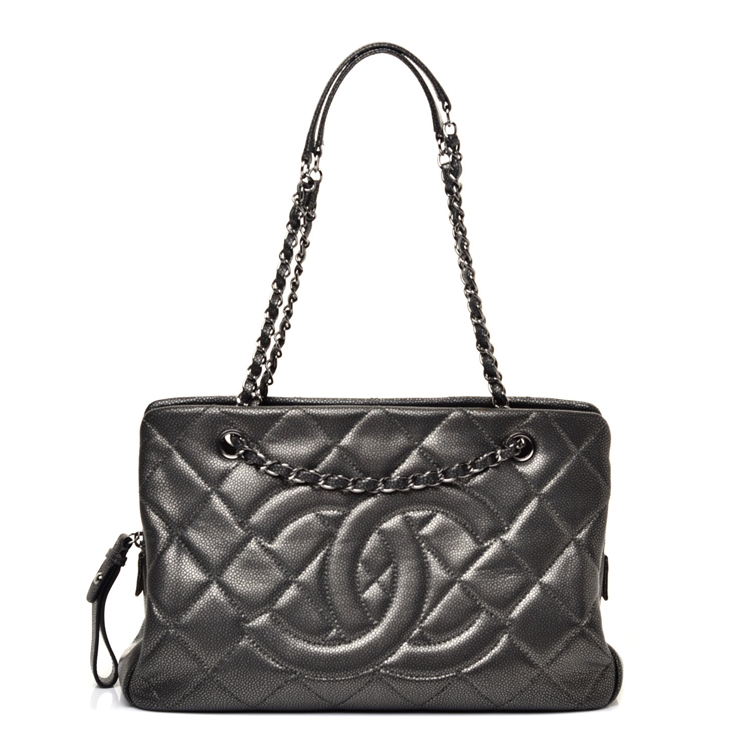 Chanel Metallic Caviar Quilted CC Tote Dark Silver 2 of 22