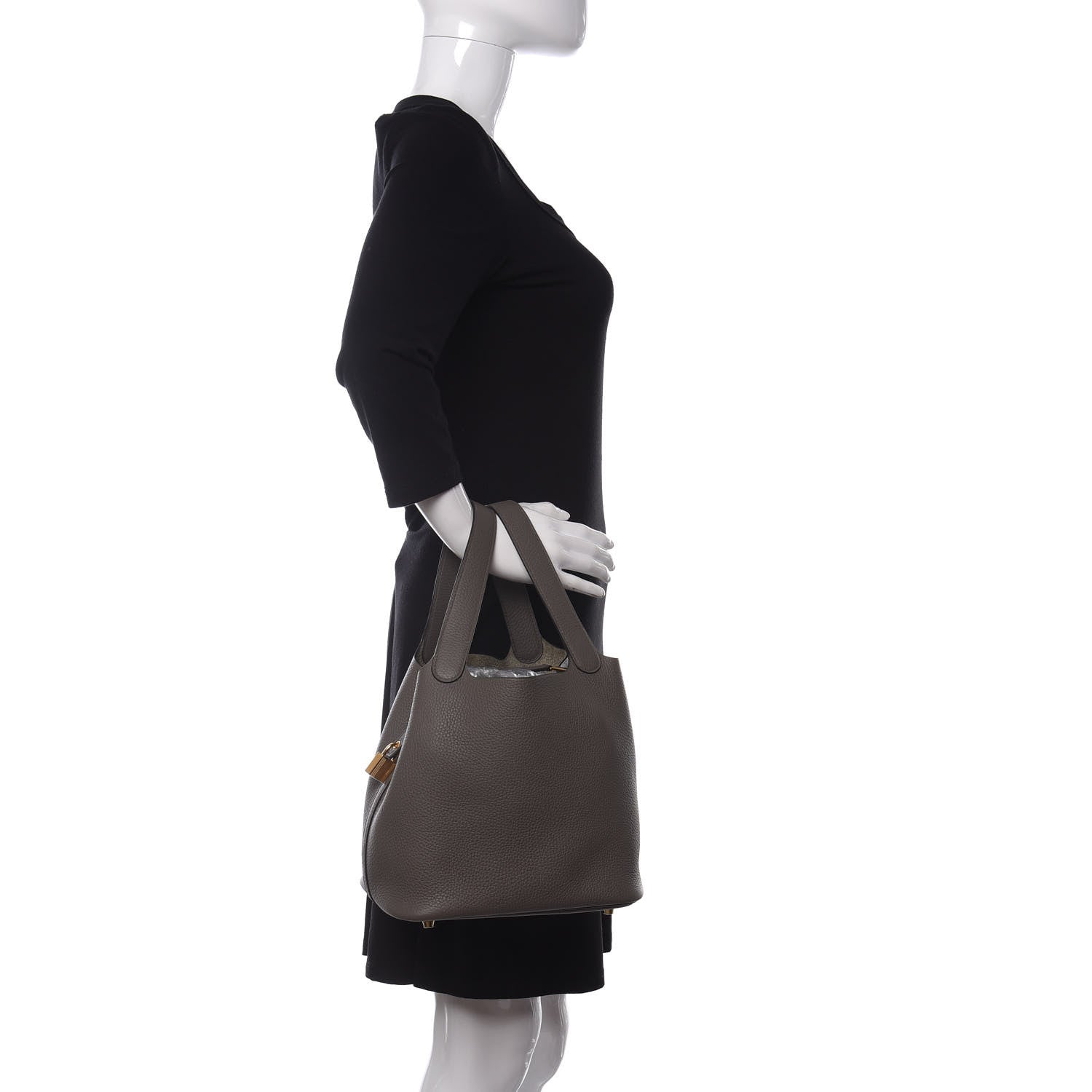 Hermes Taurillon Clemence Picotin Lock 22 MM Etain 2 of 10