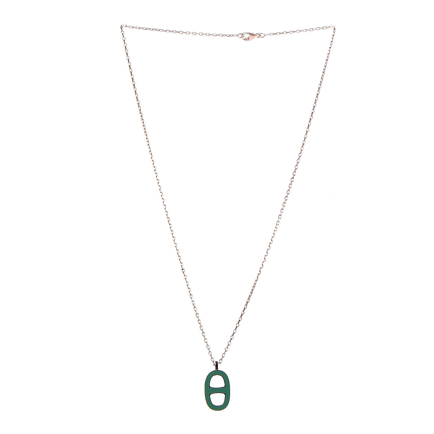 Hermes Laquered Iliade Pendant Necklace Vert Malachite 3 of 7