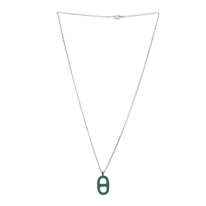 Hermes Laquered Iliade Pendant Necklace Vert Malachite 3 of 7