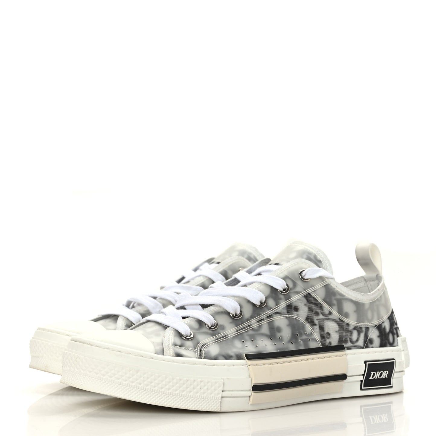Technical Canvas Oblique Mens B23 Low Top Sneakers 43 White Black