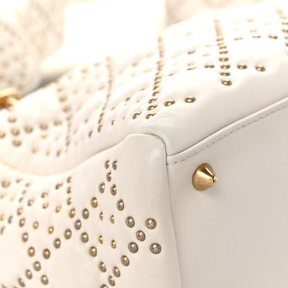 Christian Dior Calfskin Cannage Studded Medium Supple Lady Dior White 8 of 15
