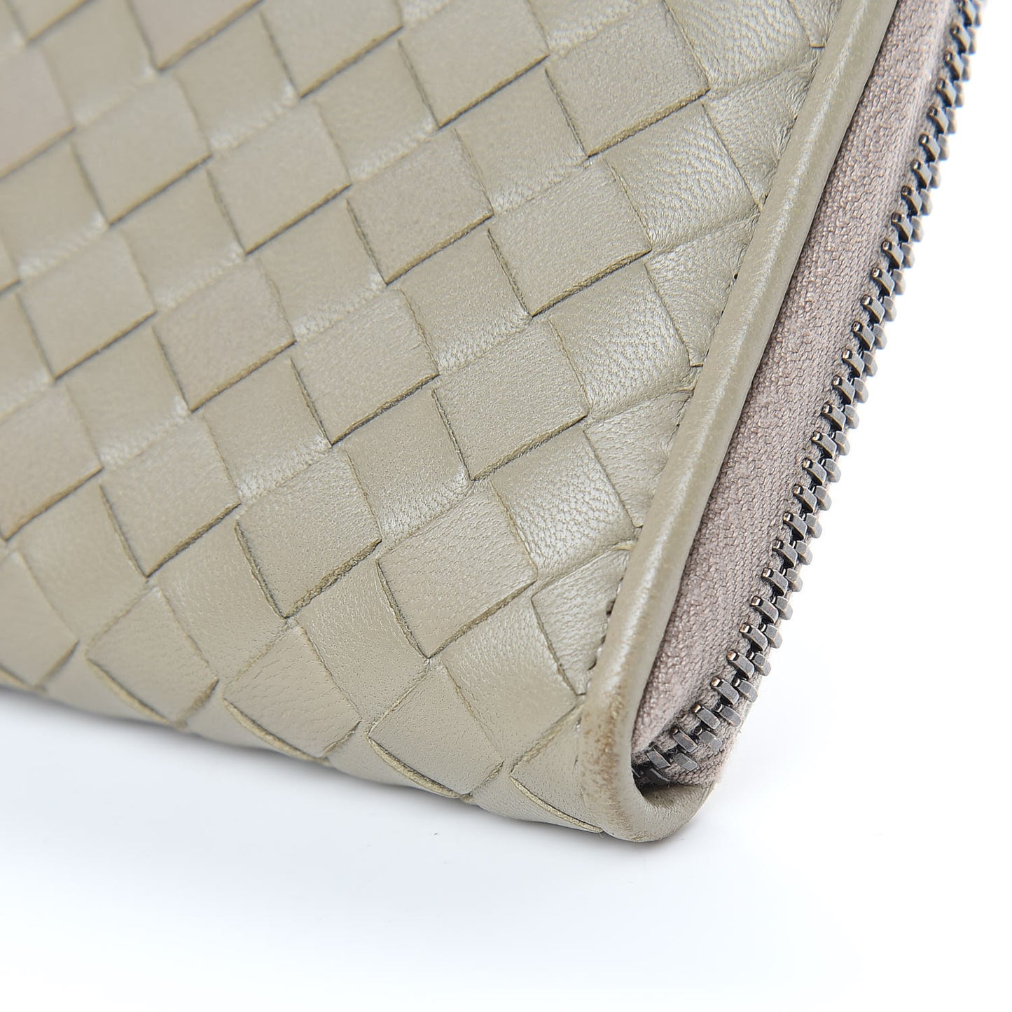 Nappa Intrecciato Zip Around Coin Purse Fume