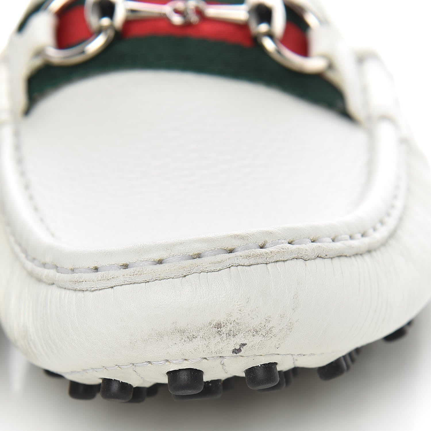 Gucci Road Calfskin Web Womens Horsebit Driver Loafers 39.5 Great White 11 of 13