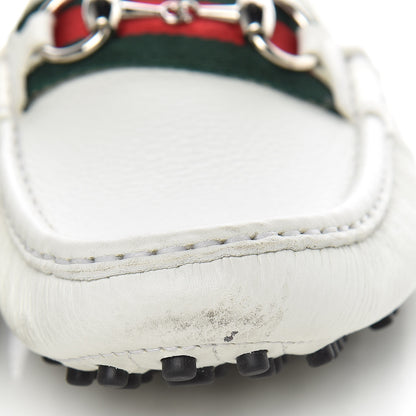 Gucci Road Calfskin Web Womens Horsebit Driver Loafers 39.5 Great White 11 of 13