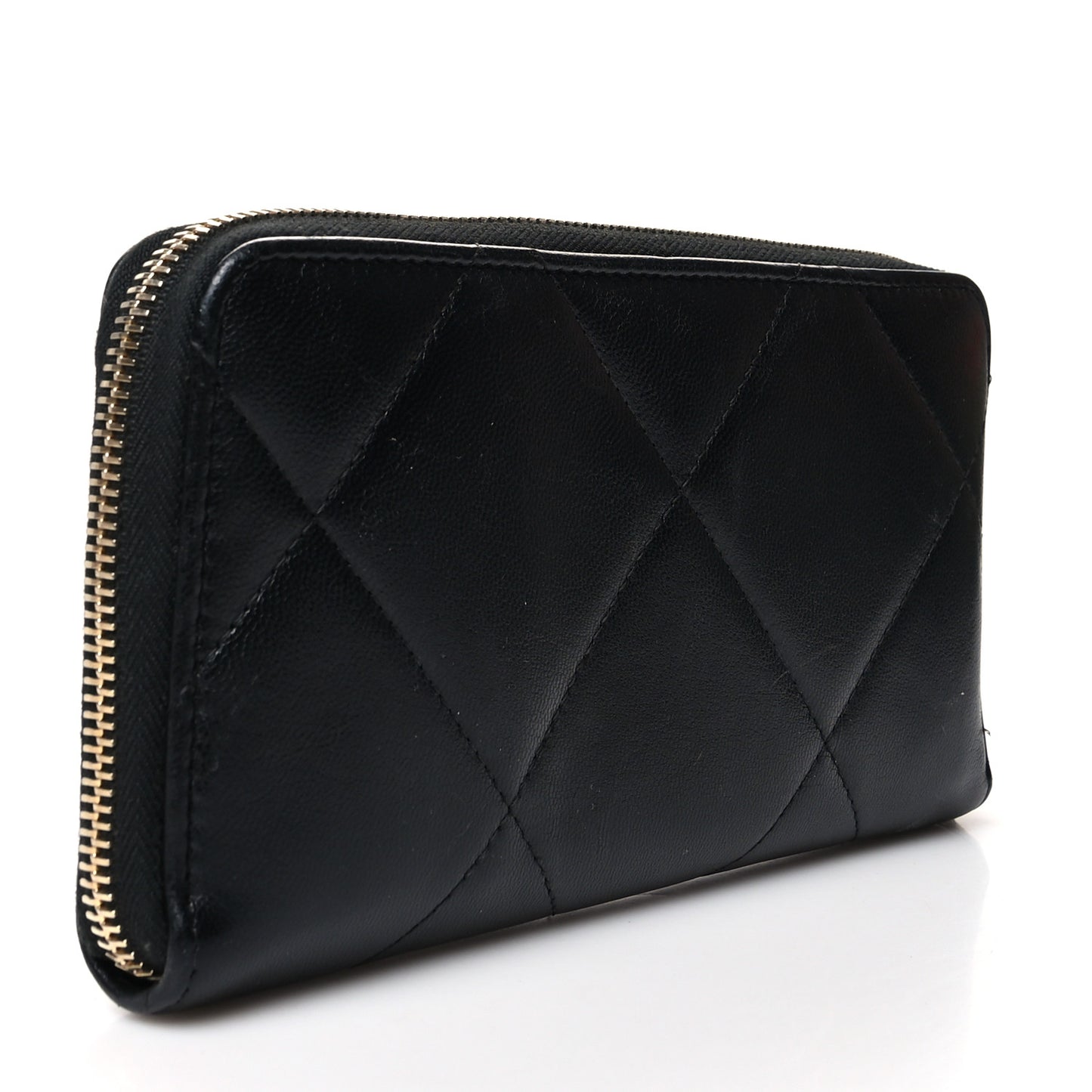 Lambskin Quilted 19 Zipped Wallet Black