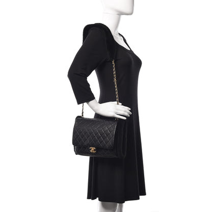 Chanel Lambskin Shearling CC Muff Flap Bag Black 2 of 9