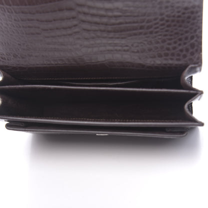 Saint Laurent Calfskin Crocodile Embossed Monogram Sunset Brown 4 of 8