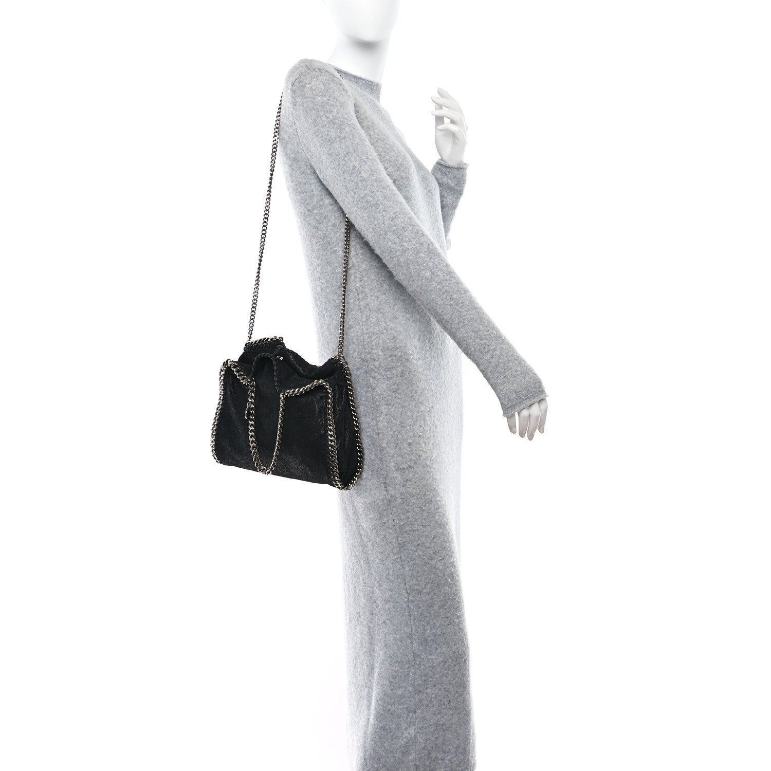 Stella McCartney Shaggy Deer Mini Falabella Fold Over Tote Black 2 of 10