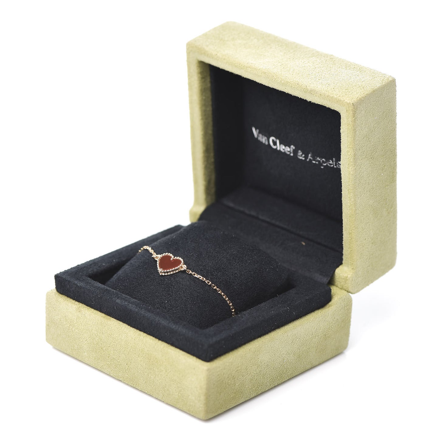 18K Rose Gold Carnelian Sweet Alhambra Heart Bracelet