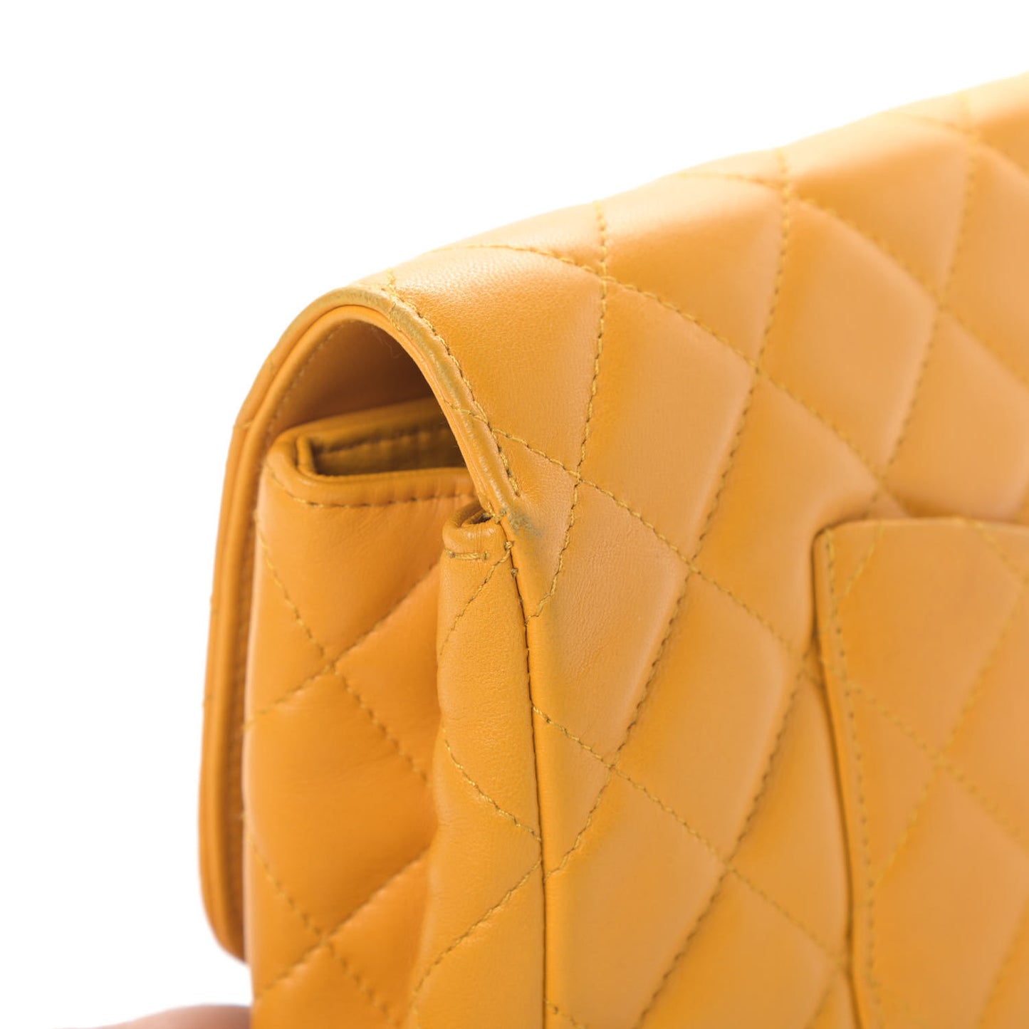 Lambskin Quilted Flap Clutch Yellow