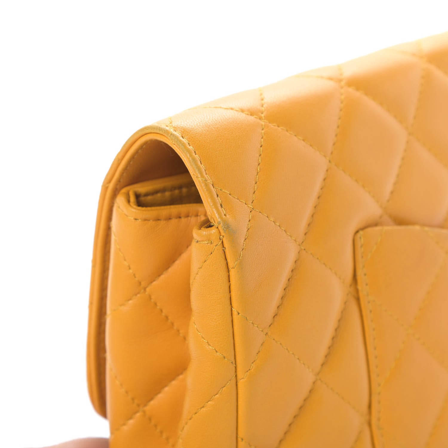 Chanel Lambskin Quilted Flap Clutch Yellow 11 of 12