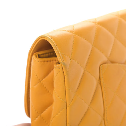 Chanel Lambskin Quilted Flap Clutch Yellow 11 of 12