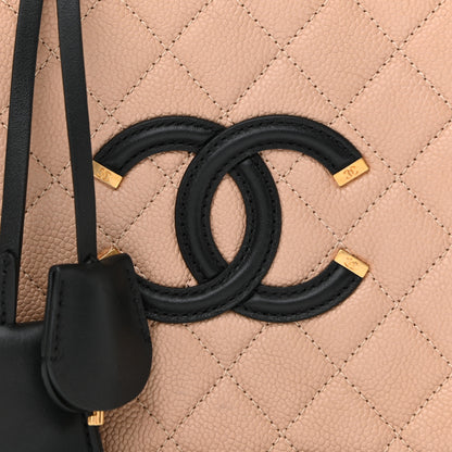 Chanel Caviar Quilted Medium CC Filigree Vanity Case Beige Black 8 of 10