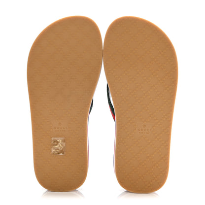 Gucci Canvas Web Platform Lifford Thong Sandals 37 Hibiscus Red 5 of 8