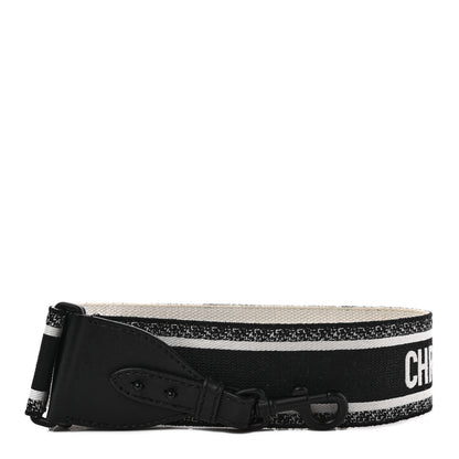 Christian Dior Canvas Embroidered Shoulder Strap Black Ultramatte 1 of 6