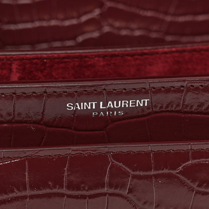 Saint Laurent Calfskin Crocodile Embossed Medium Monogram Sunset Rouge Legion 8 of 12