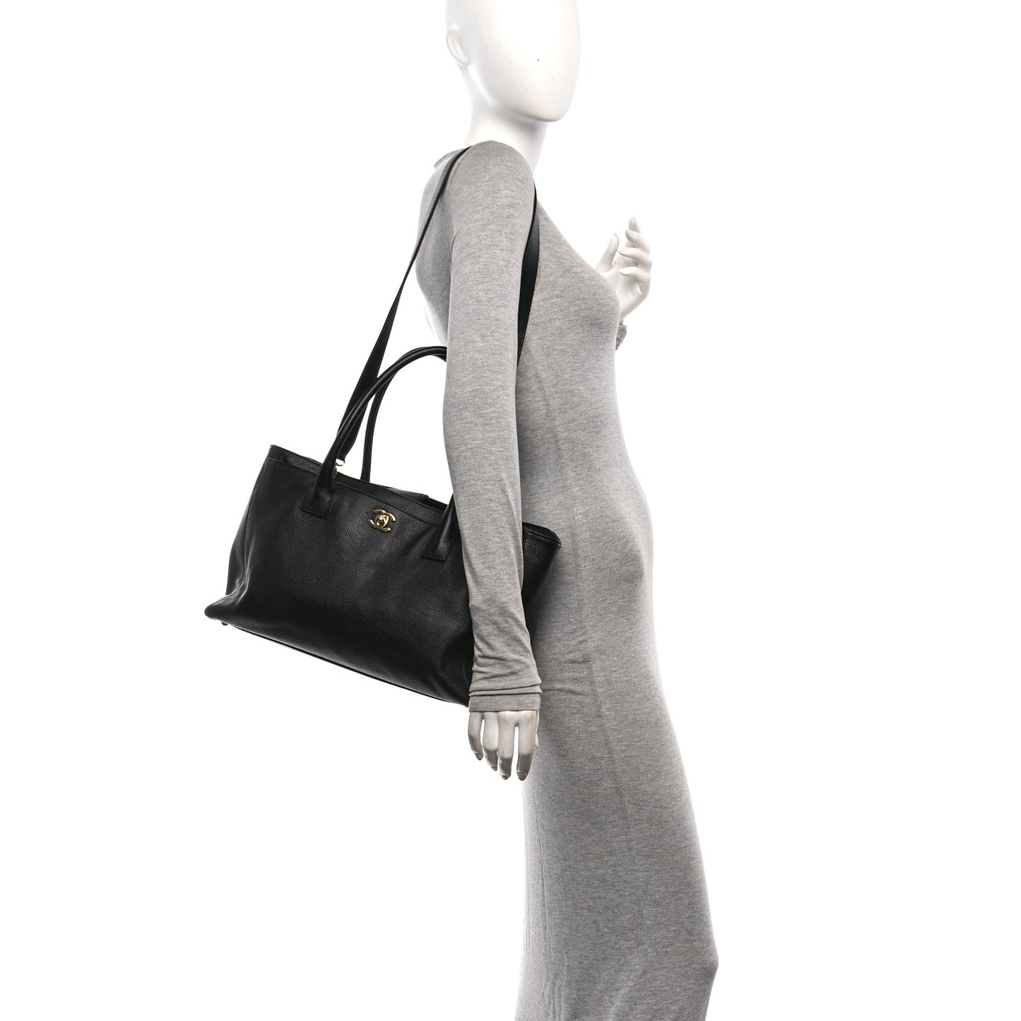 Calfskin Cerf Executive Shopper Tote Black
