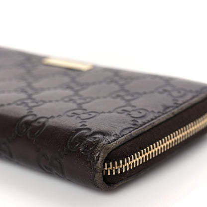 Gucci Guccissima Margaux Calfskin Metal Bar Zip Around Wallet Chocolate 9 of 10