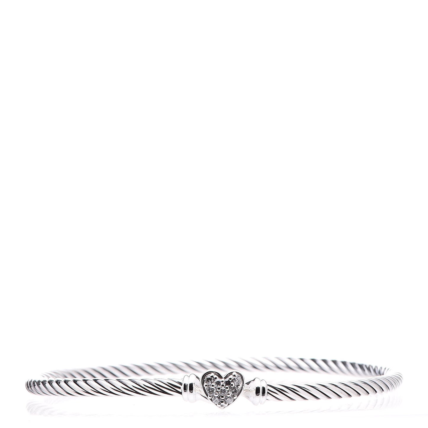Sterling Silver Diamond Cable Collectibles Heart Bracelet